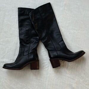 Franco Sarto Kemper black leather zip up boots